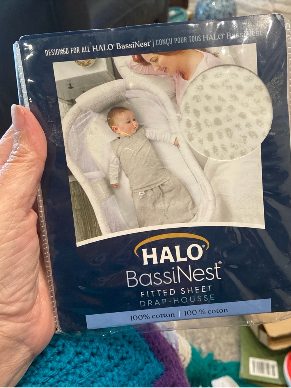 HALO Bassinest Fitted Sheet Gray Pebble Print 100% Cotton NIP Baby Bedding